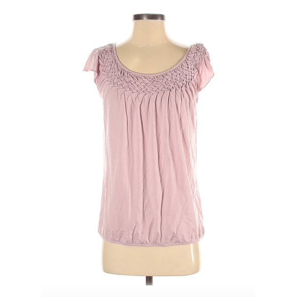 LOFT Tops - LOFT | Pink Cap Sleeve Elastic Hem Top Blouse S